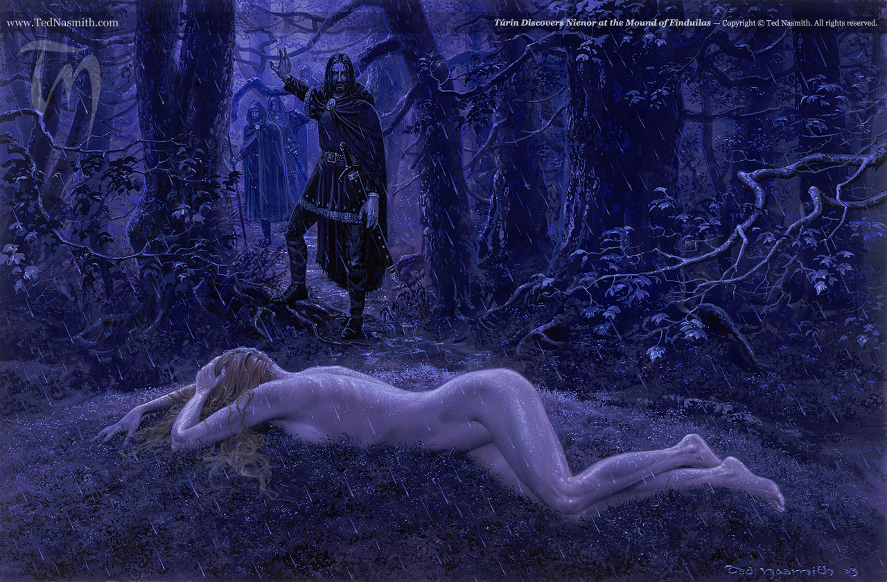 Nienor Flees Into the Woods (MECCG) – Ted Nasmith